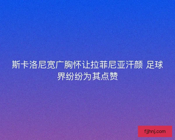 斯卡洛尼宽广胸怀让拉菲尼亚汗颜 足球界纷纷为其点赞 斯卡洛尼宽广胸怀让拉菲尼亚汗颜 足球界纷纷为其点赞